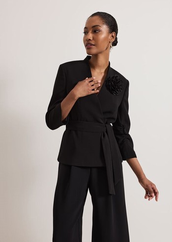 Phase Eight Sophin Corsage Coats Black Canada | JXTDPA-146